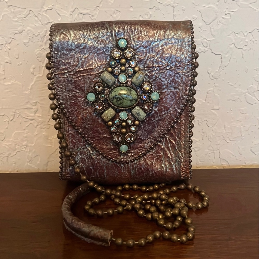 Embellished Brown Crossbody Bag